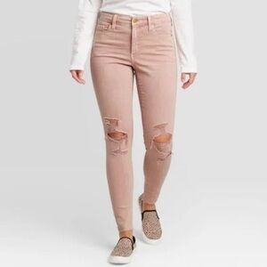 NWT UNIVERSAL THREAD High Rise Distressed Denim Skinny Jeans Pink Sz 2 26 $30